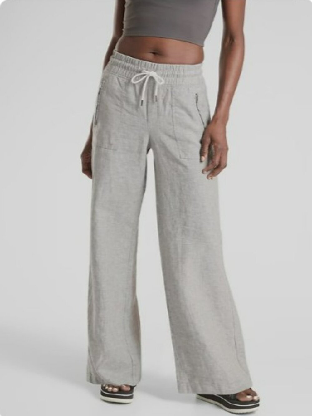 Athleta Wide Leg Pants in Light Gray